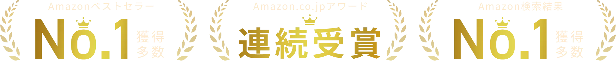 AmazonベストセラーNo.1獲得多数 Amazon.co.jpアワード連続受賞 Amazon検索結果No.1獲得多数