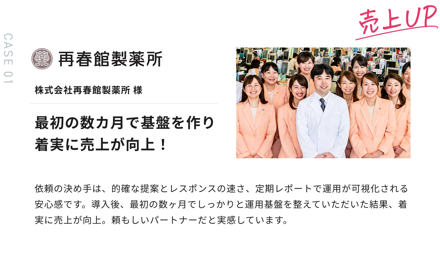 株式会社再春館製薬所様 最初の数カ月で基盤を作り着実に売上が向上！