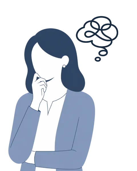 女性が悩んでいるイラスト