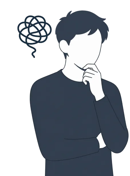 男性が悩んでいるイラスト